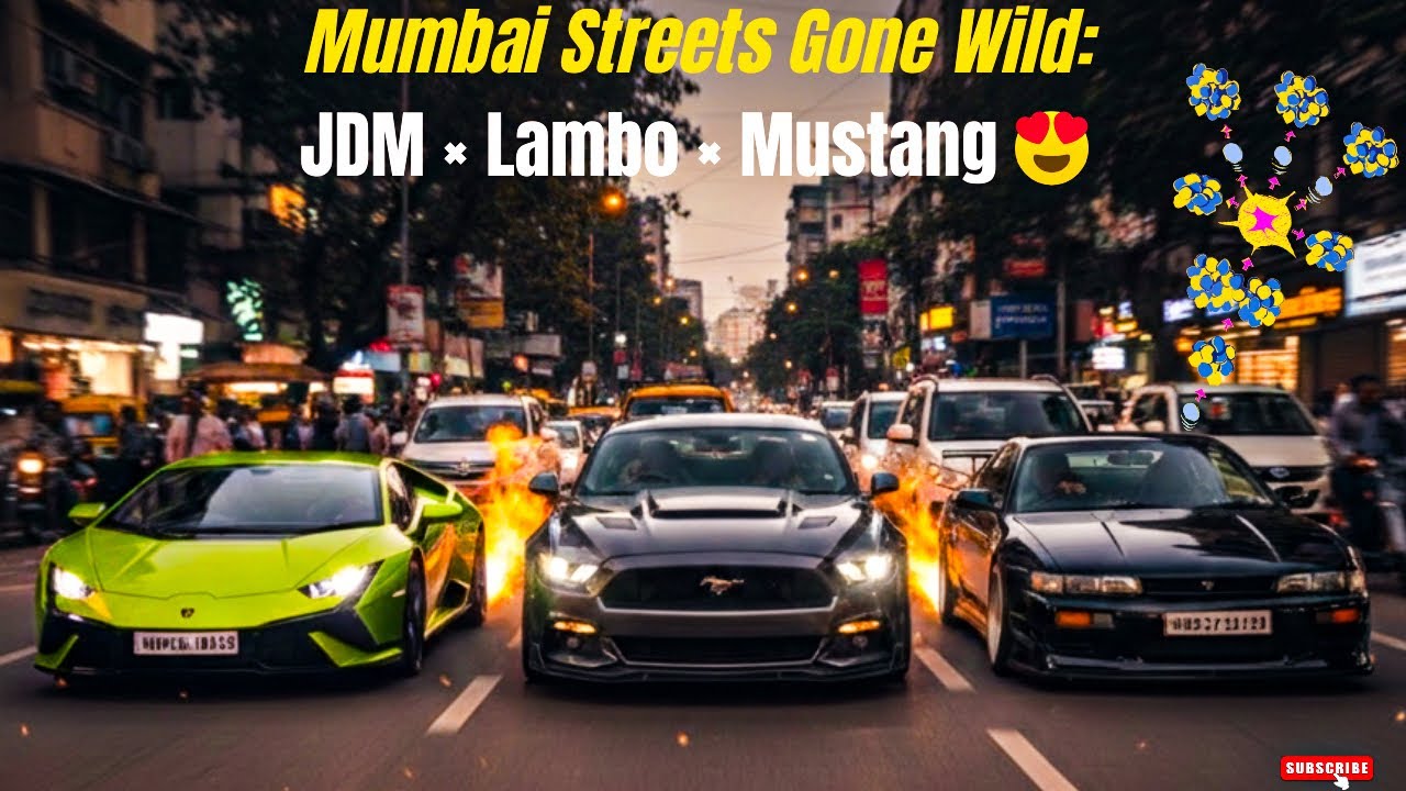 Mumbai Streets Gone Wild: JDM × Lambo × Mustang 🏎️🔥 #carvlog #carspotting 