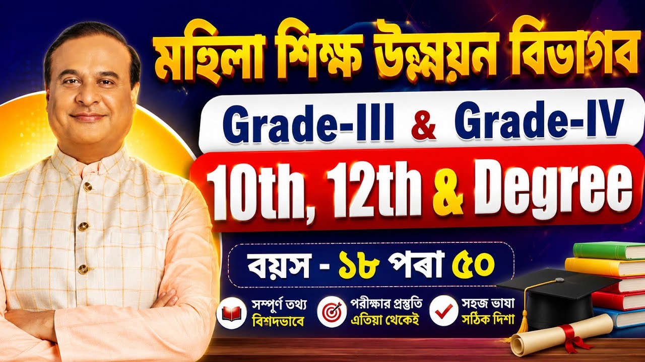 মহিলা শিশু উন্নয়ন বিভাগৰ - Jobs in Assam | Assam jobs 2026 | Assam jobs vacancy 2026 |