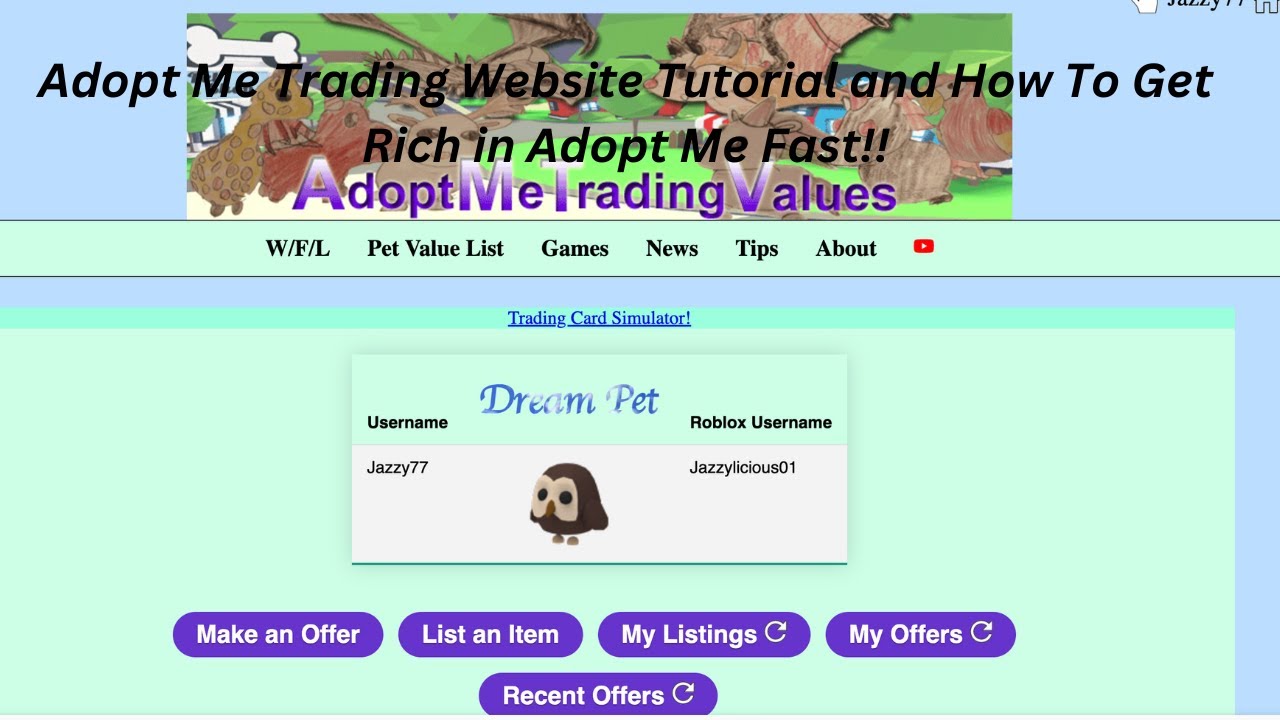 AdoptMeValues.com Trading Website Tutorial How To Get Rich in Adopt Me Fast And Did Some Trading!!