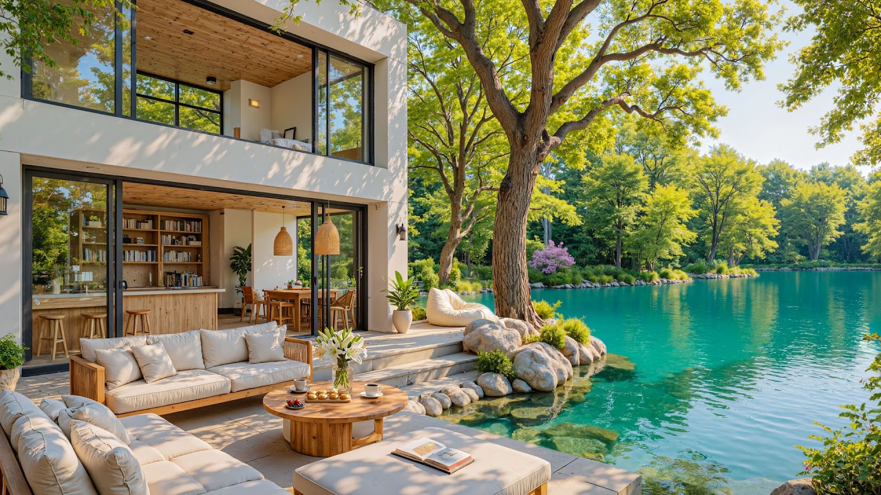 Peaceful Morning by the Lake | Cozy Garden Ambience For Relax, Focus & Work