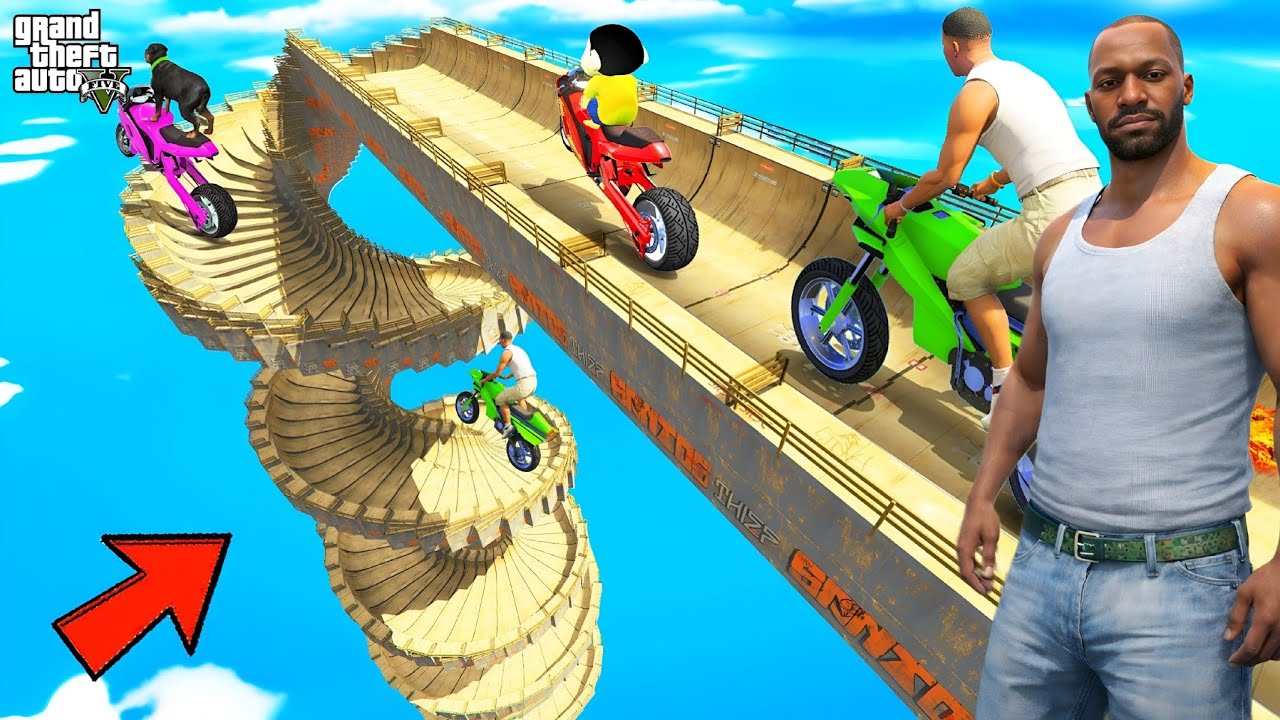 Franklin Tries Impossible Ramp Parkour Challenge in GTA 5 !