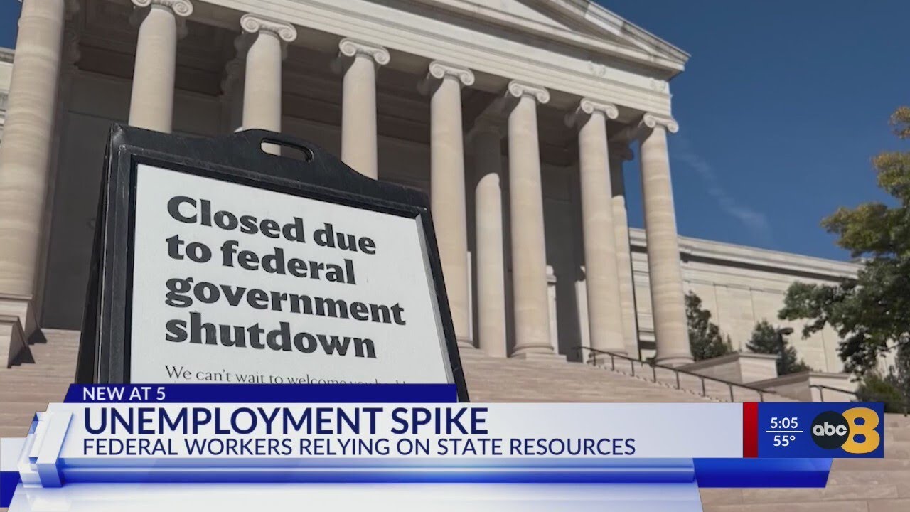 How is the state employment commission handling a spike in claims amid the government shutdown?