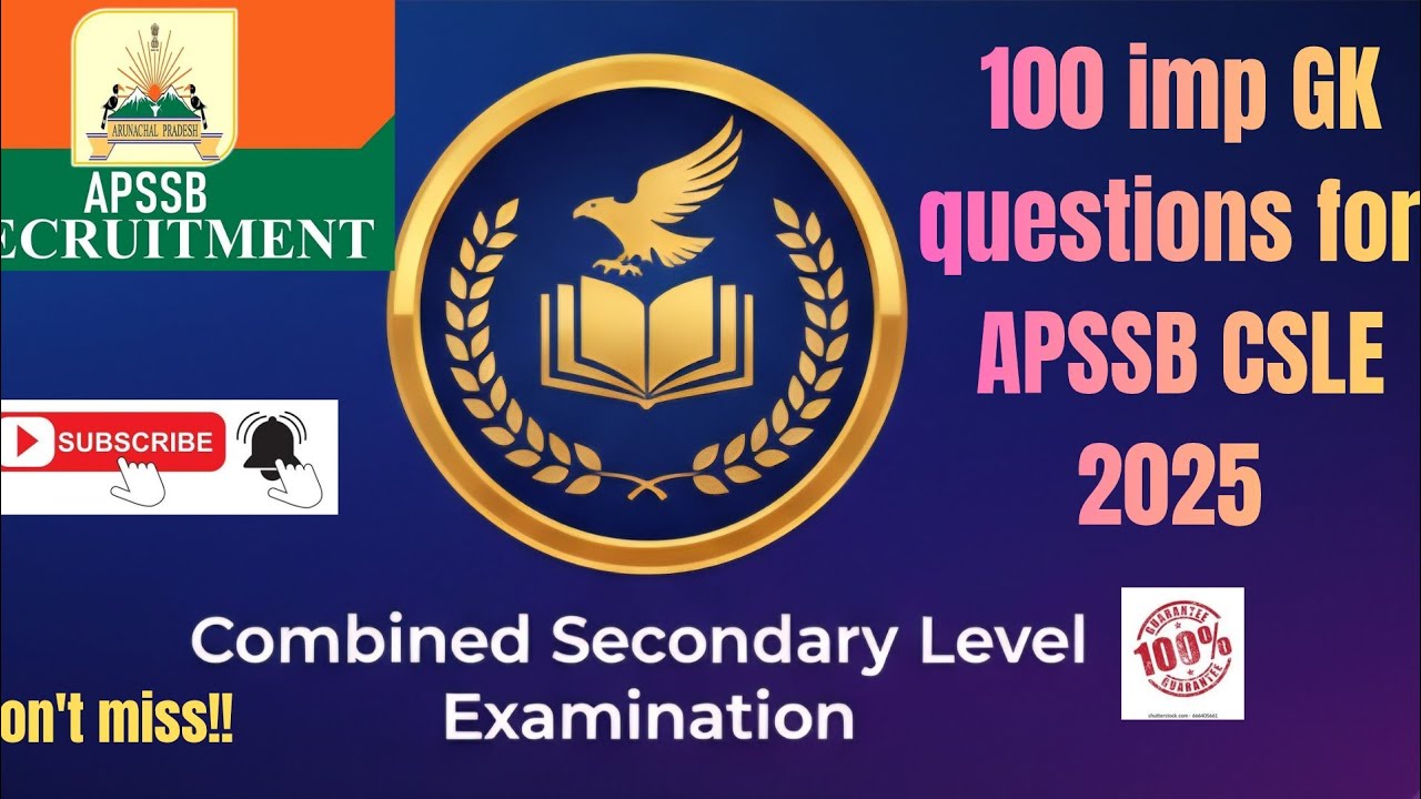 100 Important GK MCQs for APSSB CSLE 2025 | Constable,  MTS 🔥