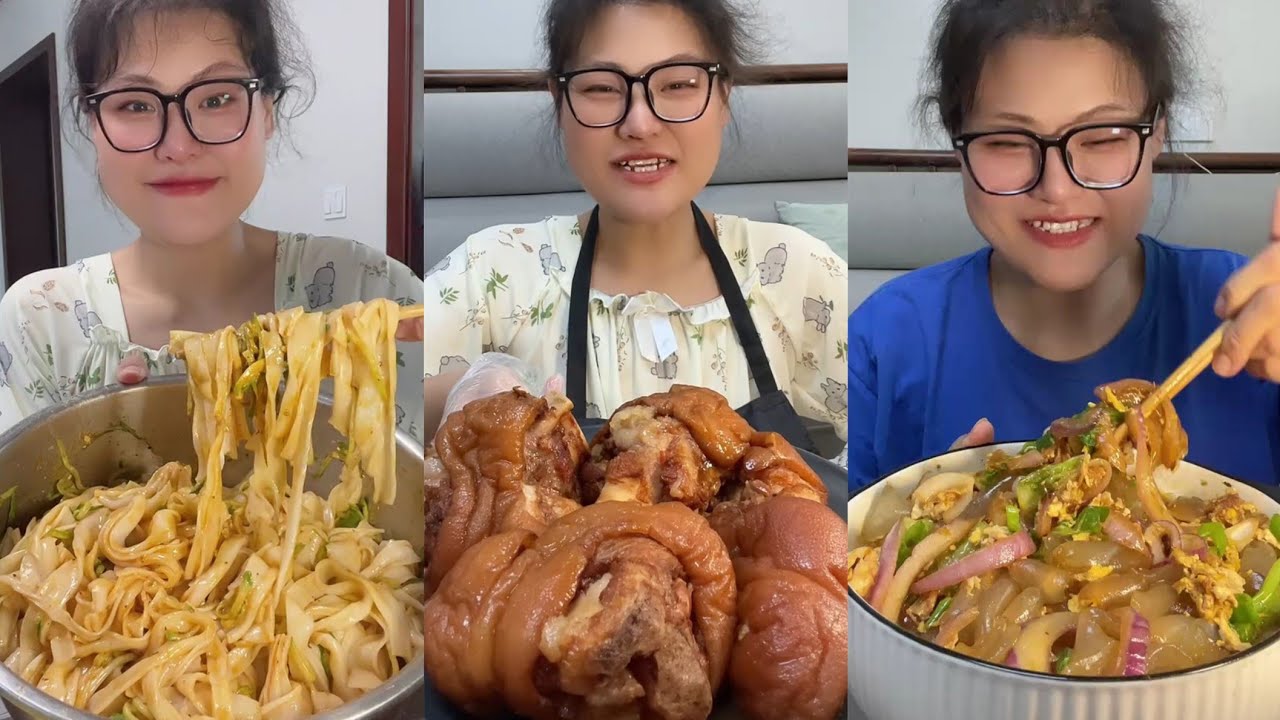 Yummy /Eating Challenges 🤤 Pork belly Spicy noodles 🍜😋 fired chicken 🍗#eatingshow #delicious #eat 
