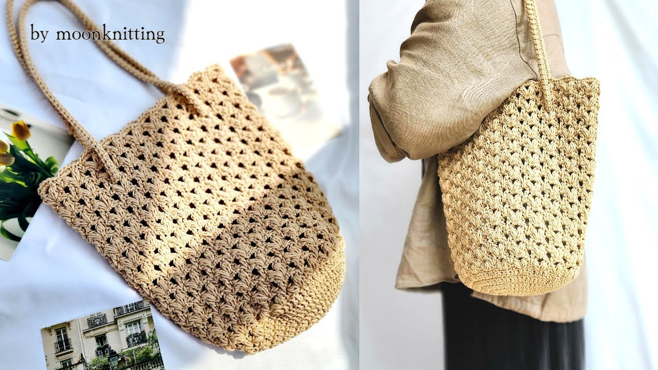 [코바늘 가방]퍼프 네트백♡퍼프와 펀칭의 만남! 시원하지만 탄탄한 네트백crochet net bag/moonknitting