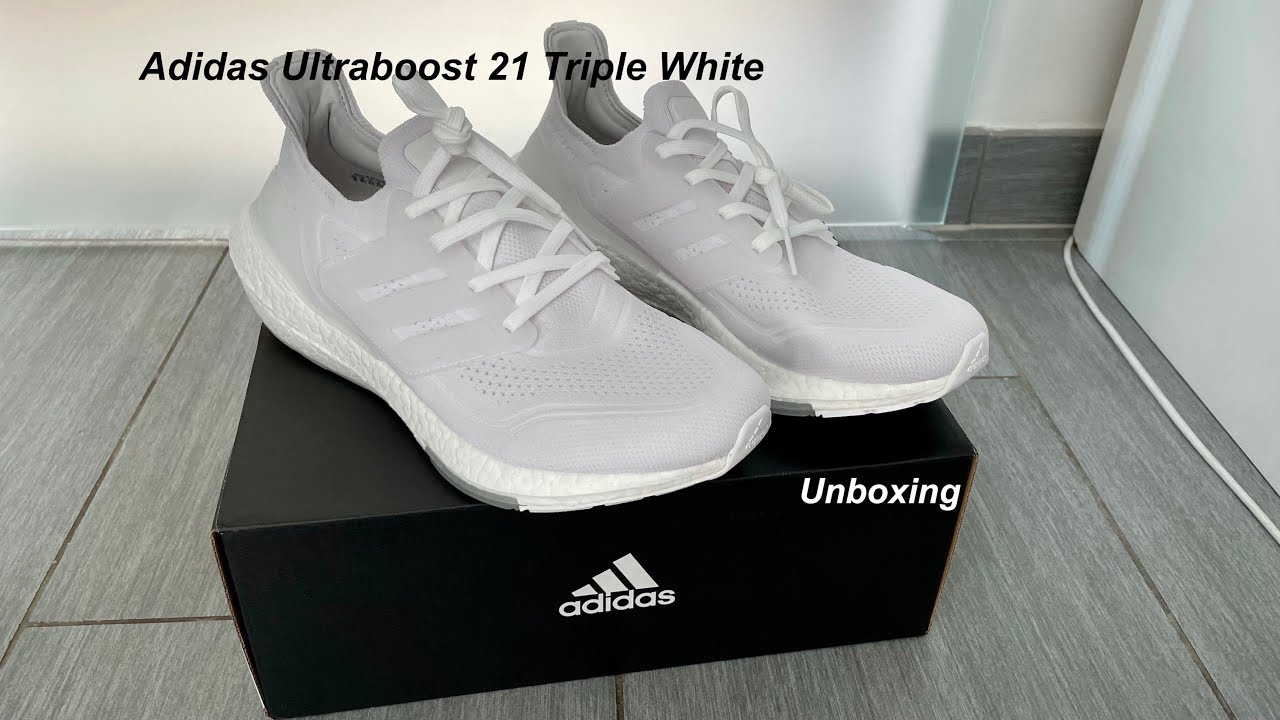 Adidas Ultraboost 21 Triple White Unboxing