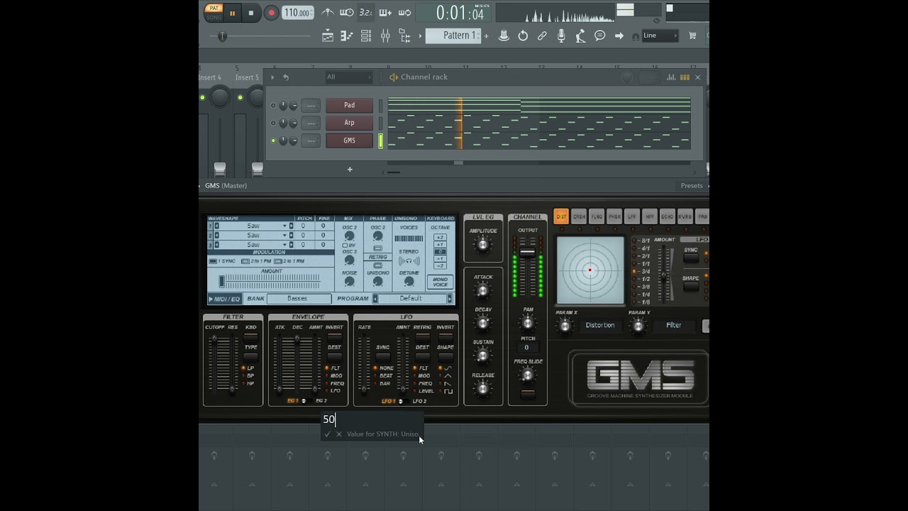 Как накрутить Saw Arp в FL Studio на стандартном синте GMS  #flstudio #sounddesign #soundproduction