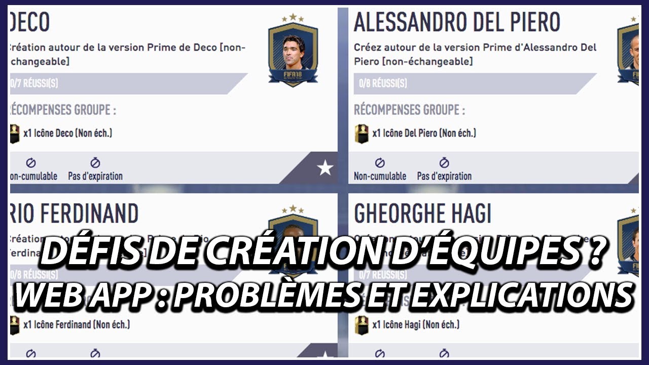 FUT 18 - Les défis de création d'équipes sur la Web App ? Problèmes et explications