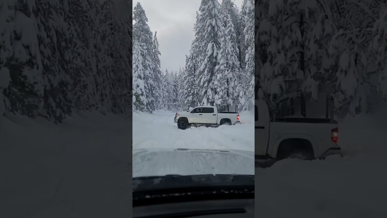 toyota tundra in deep beautiful California snow. emigrant trail