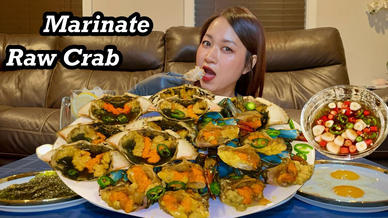 Real mukbang | Marinated Raw Crabs , Fried eggs( feat .white rice & spicy sauce) Real ASMR