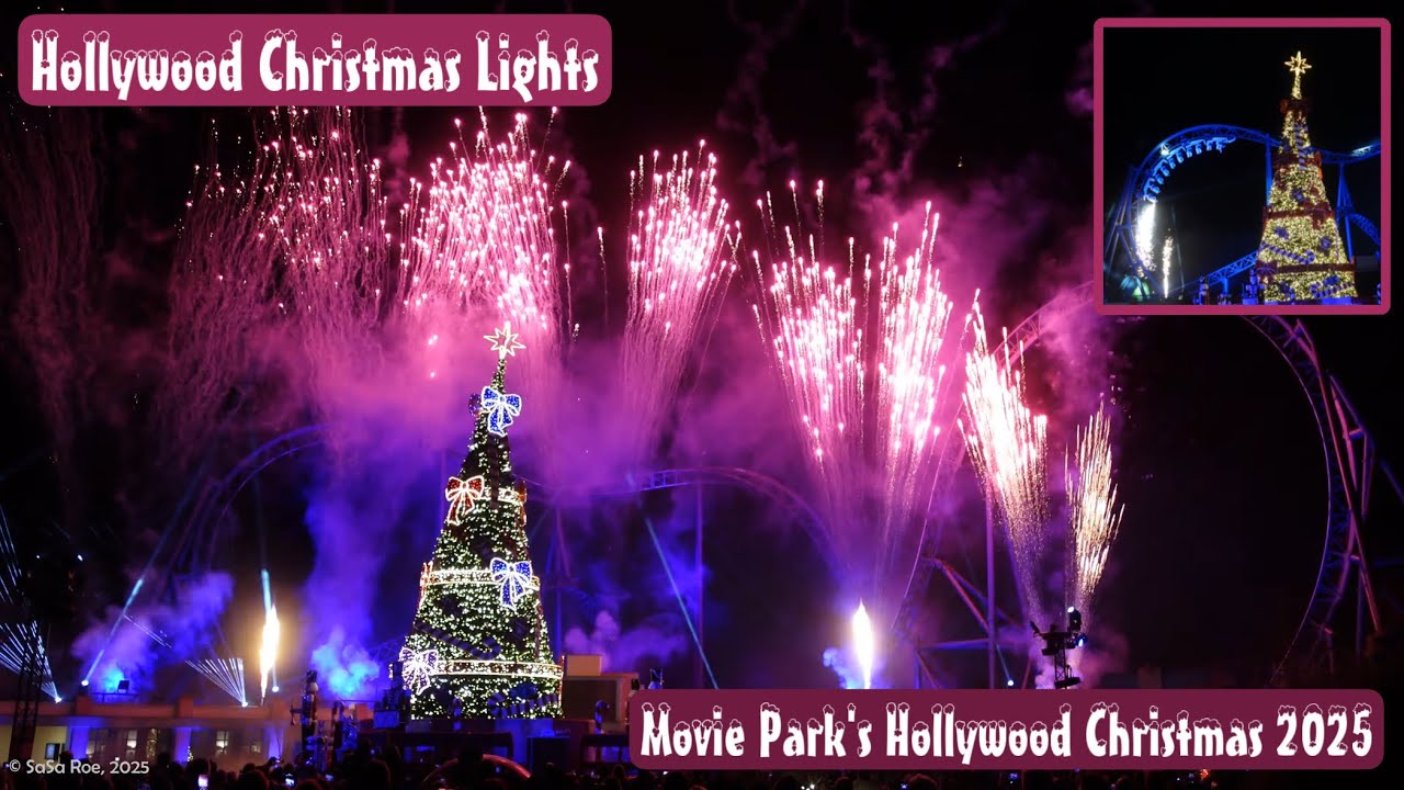 Hollywood Christmas Lights &bull; Movie Park's Hollywood Christmas 2025✨🎄 [4K] #moviepark #christmas 