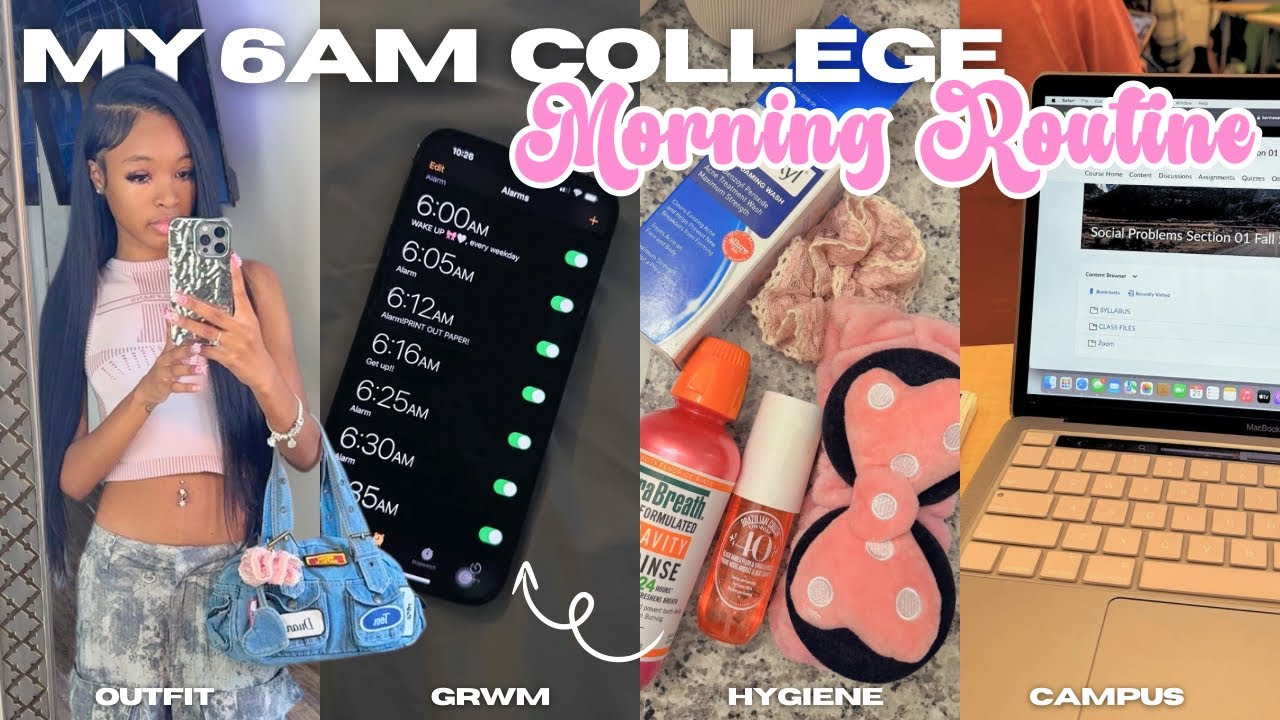 MY REALISTIC 6AM COLLEGE MORNING ROUTINE | hygiene, outfit, grwm, school vlog