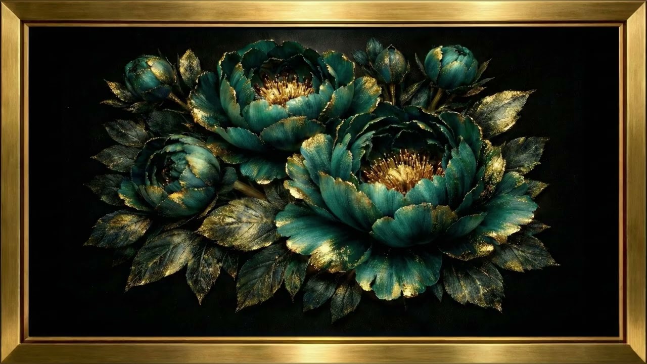 The Emerald Collection👑: Premium Gold Floral Art Screensaver 4K UHD✨