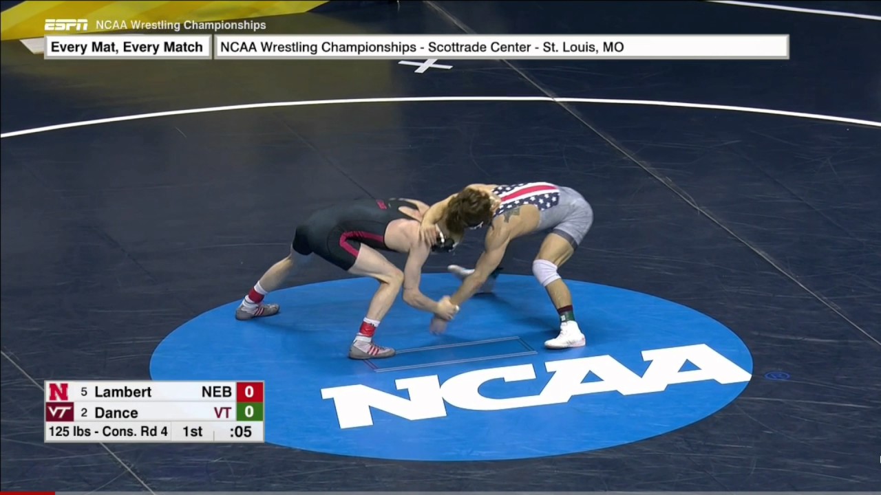 2017 NCAA Wrestling 125lbs: Joey Dance (Virginia Tech) vs Tim Lambert (Nebraska)