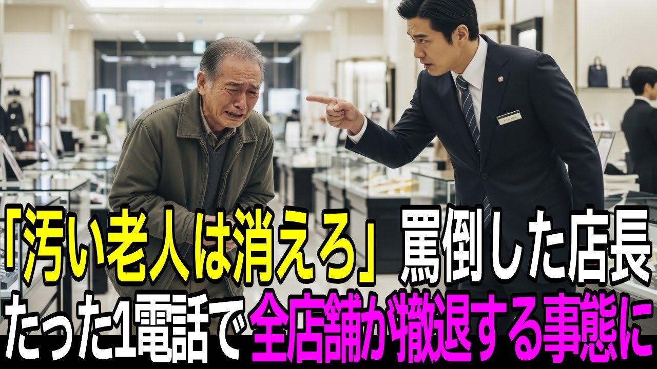 高級デパートで薄汚れた老人を「ゴミ」と罵倒した店長、30分後に全ブランドが撤退し顔面蒼白に【感動する話】【朗読】