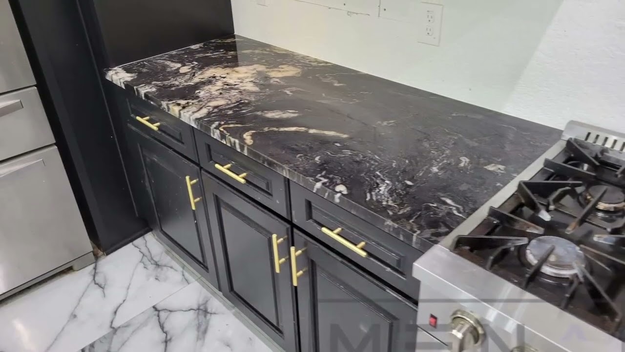 Titanium black granite countertops
