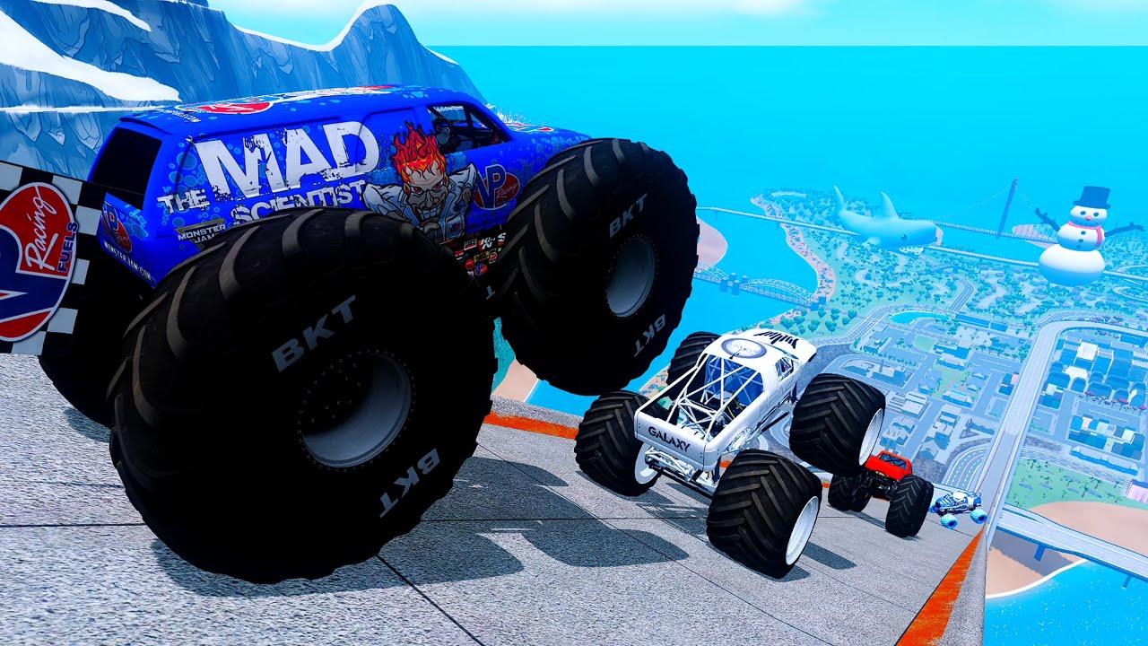 Epic High Speed monster trucks jumps stunts & crashes 