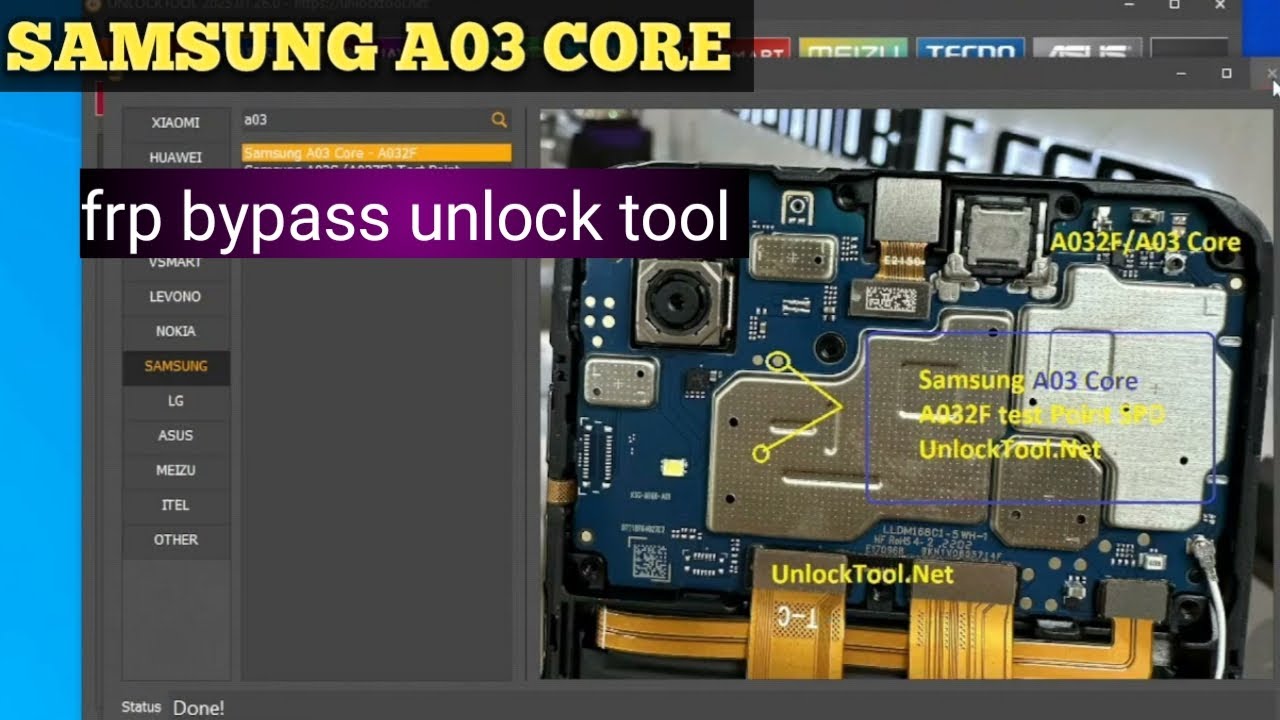 Samsung A03 Core (SM-A032F), Remove Google Account, Bypass FRP. UnlockTool.