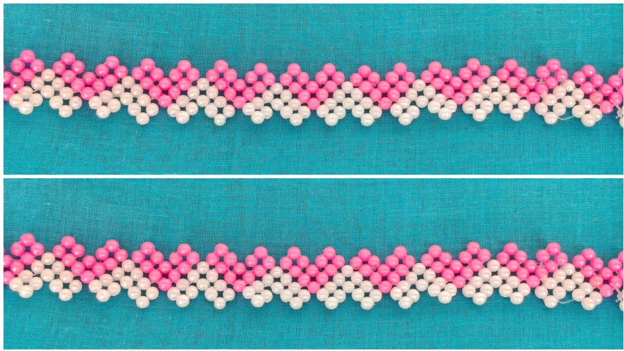 Beaded Side Patti | Beads Side Rangoli चौरांगाभोवतीची रांगोळी | मोत्याची रांगोळी | क्रॉस स्टीच पध्दत