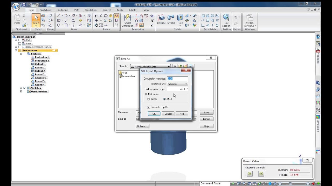 Creating STL fles in Solid Edge for 3D Printing