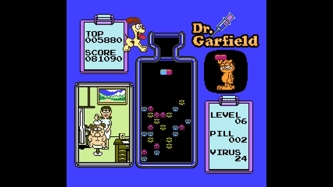 Dr. Garfield (NES/Famicom) Gameplay (Dr. Mario Clone Prototype)
