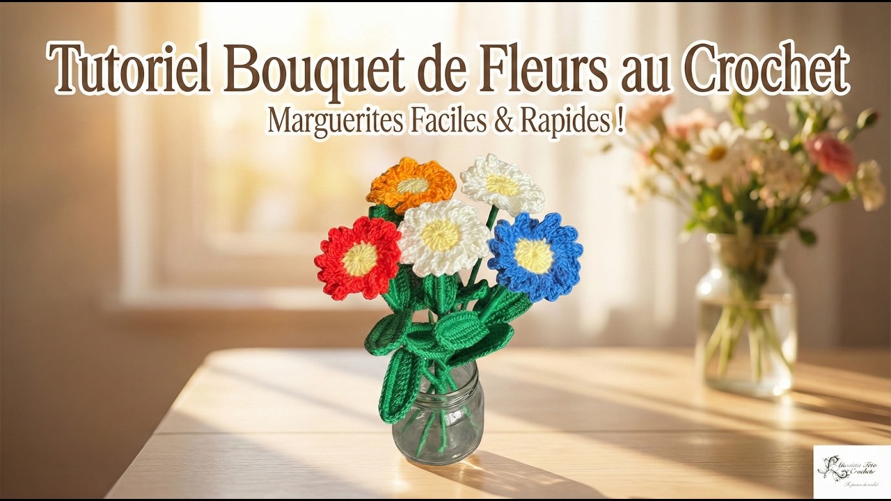 Bouquet de fleurs au crochet, Crochet Flower Bouquet @Alextitia Tuto Crochet