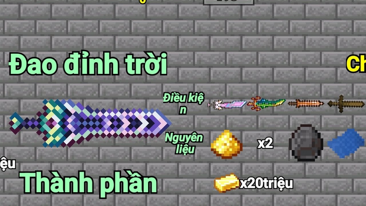 Tạo vũ khí Đao Đỉnh Trời  trong Minecraft Ultimate #BuildaGame#BezosGamer#37670187