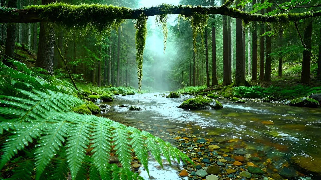 Forest Ambience Birds Singing Beautiful Stream Sounds for Peaceful Sleep, Deep Rest, Study, Medicine