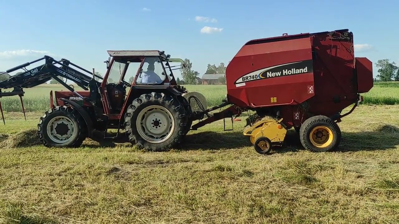 Prasowanie siana 25.06.2022, Fiat 80-88, New Holland BR740.