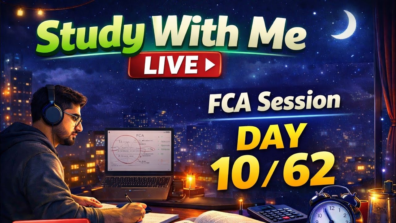 Study With Me LIVE 🔴| CA Inter May 2026 🔥| Whole Night 5 Hrs⌛️Productive Study 💪| Day 10/62 🌃☺️