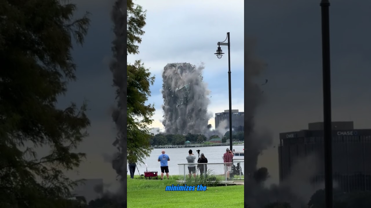 Epic Controlled Demolition: Tall Building Implodes with Precision Explosives!