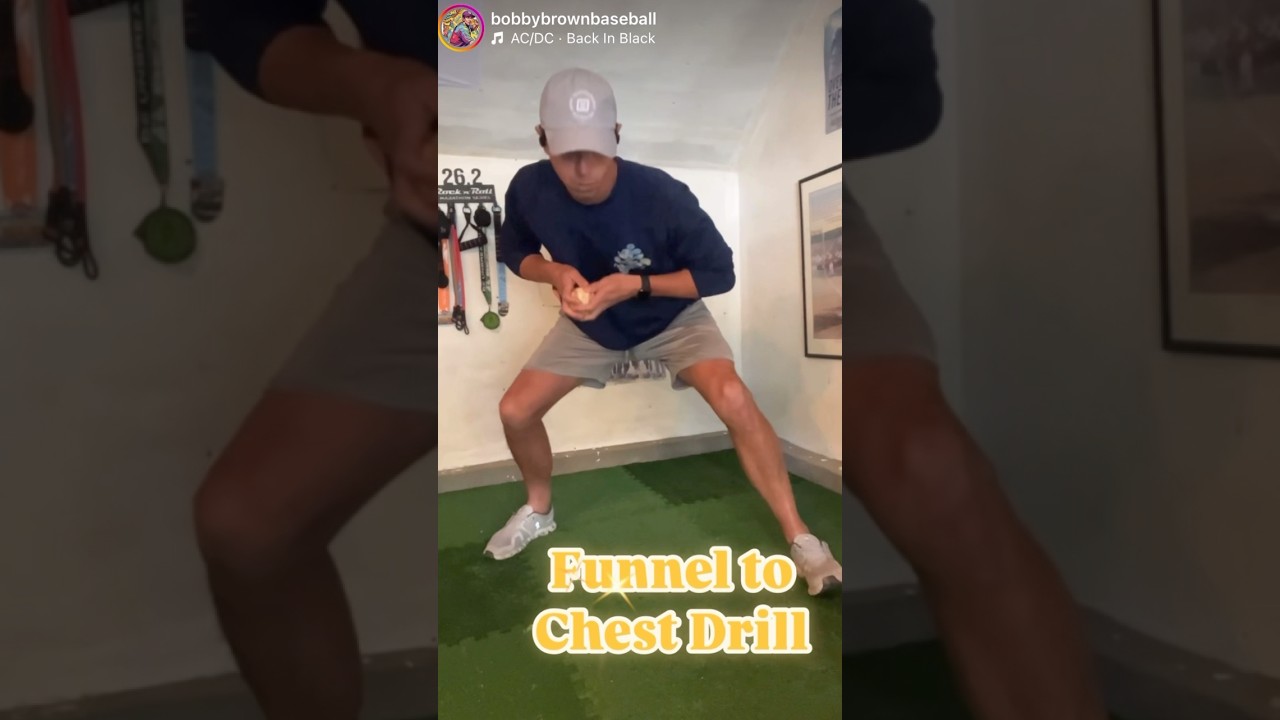 Funnel to Chest Drill - easily done on your own! #baseball #baseballdrills #baseballfun #fielding