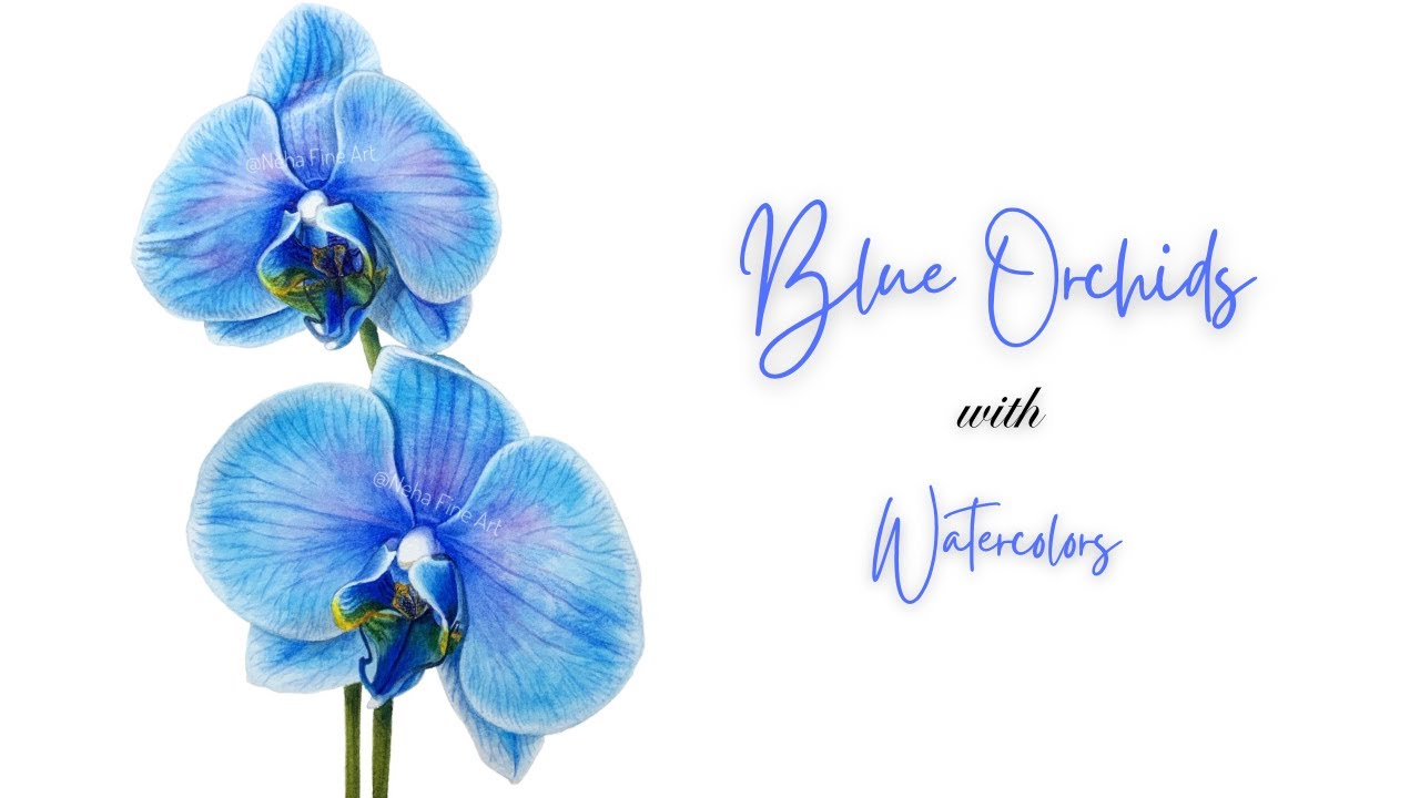 How to paint a Blue Orchid with watercolors/ Realistic watercolor painting #botanical #watercolor
