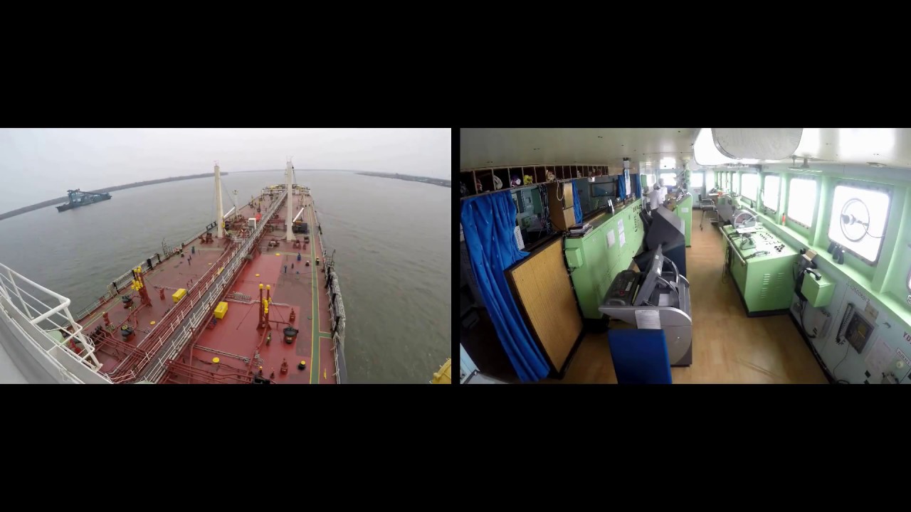 Ship Maneuvering Speed at Musi River view from Bridge, Engine Control Room and Main Deck