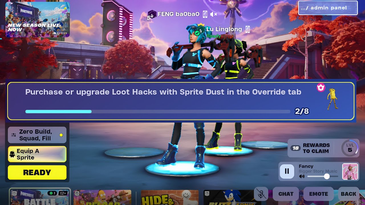 Purchase or upgrade Loot Hacks with Sprite Dust in the Override tab Fortnite