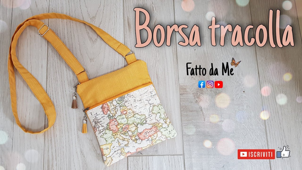 Cucire una Borsa tracolla "Giramondo "| borsa con doppia zip facile| 