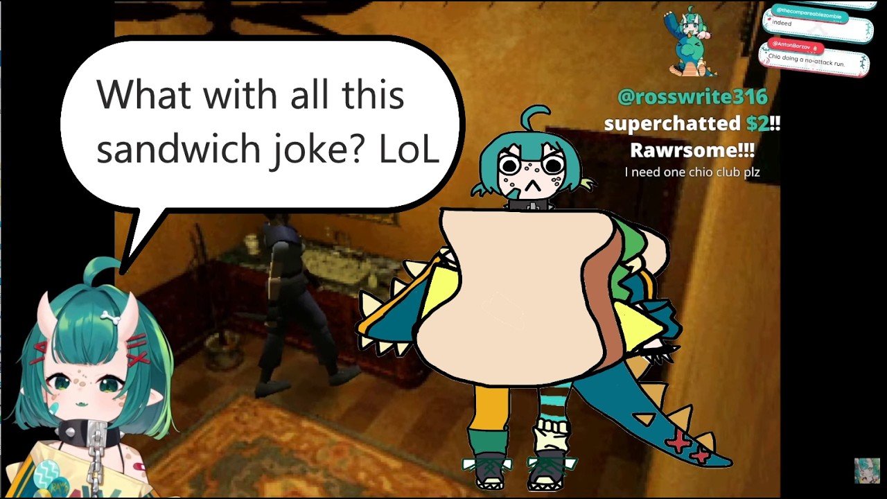 Chat keep making sandwich joke which confuse Chio. 【Resident Evil】