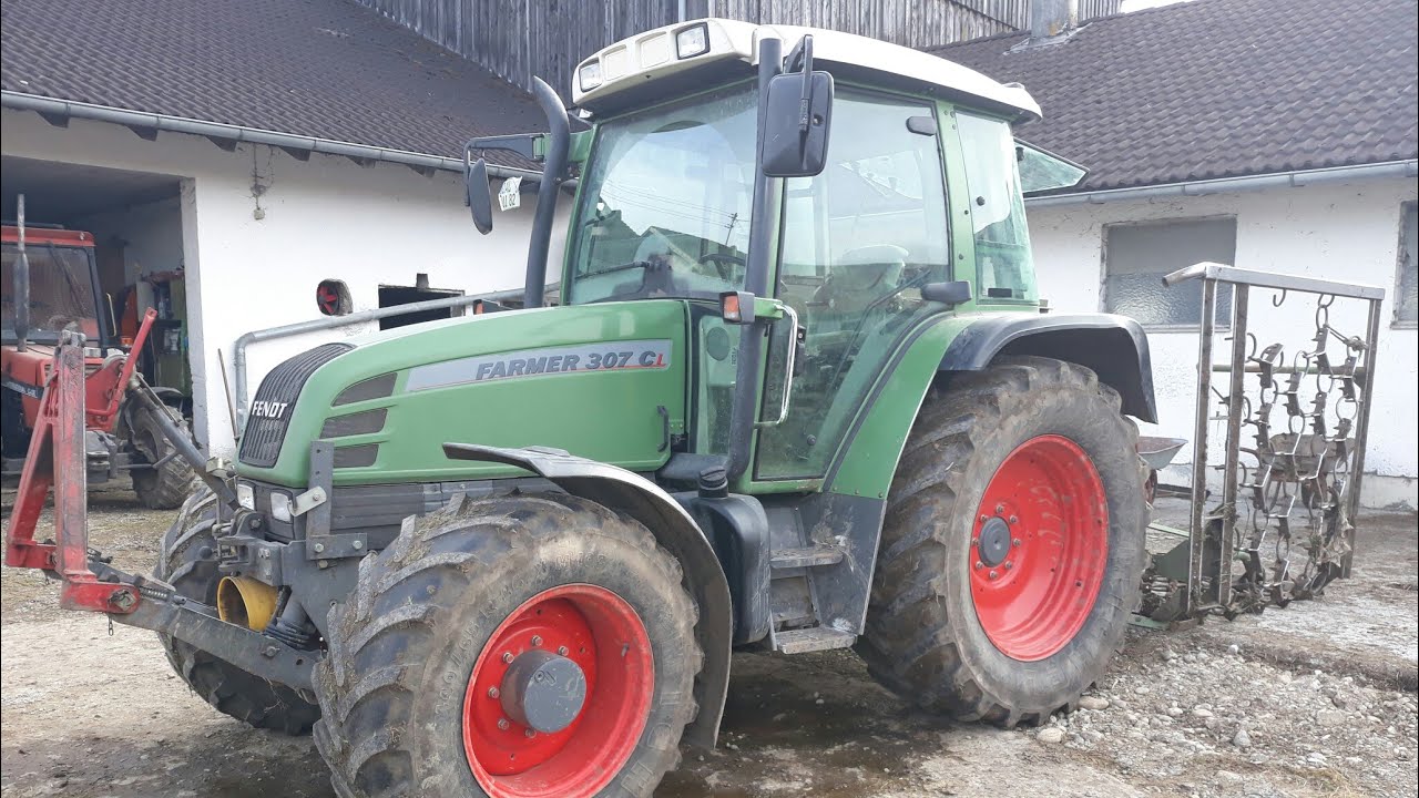 Wiesen eggen im Allg&auml;u//Fendt Farmer 307CI// Allg&auml;uer Agrartube
