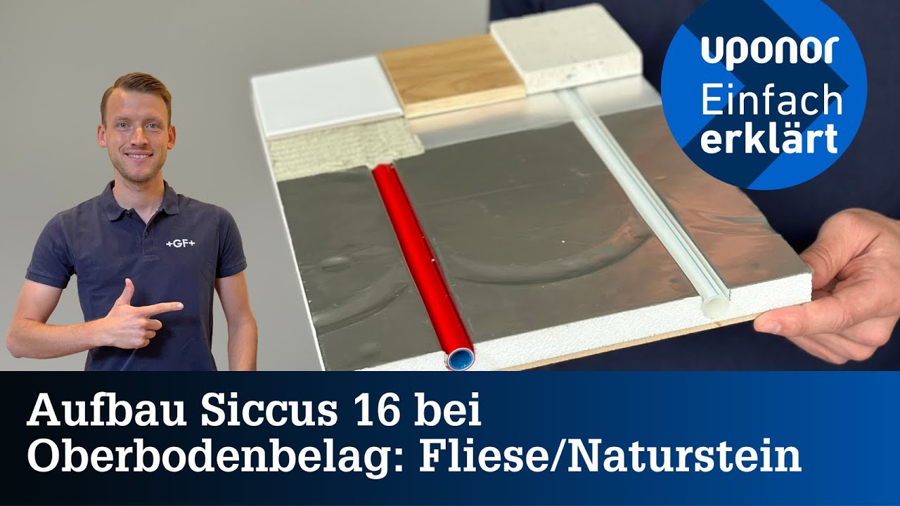 Uponor - Einfach erklärt: Wie ist der Aufbau von Siccus 16?  Oberbodenbelag: Fliese/Naturstein