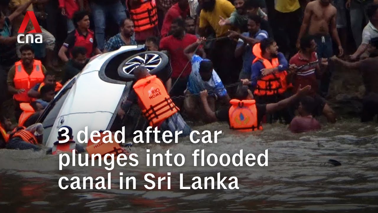 3 dead after car plunges into flooded canal in Sri Lanka