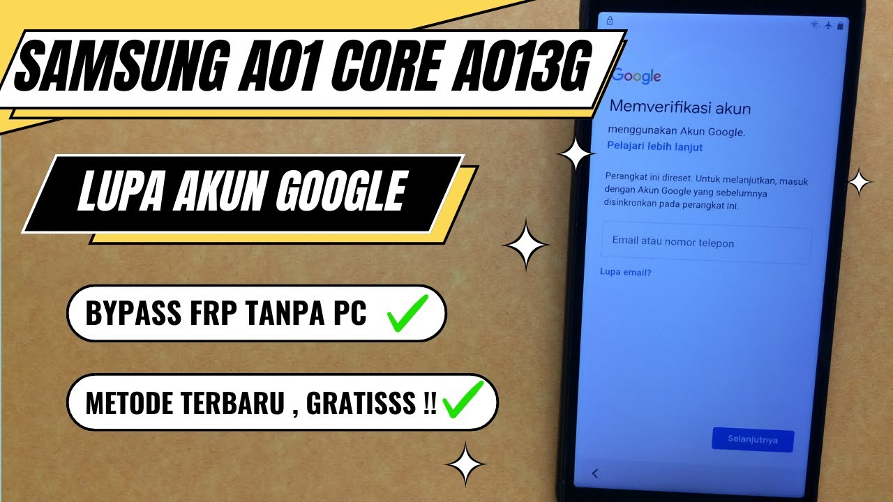 SAMSUNG A01 CORE LUPA AKUN GOOGLE BYPASS FRP TANPA PC SECURITY TERBARU‼️