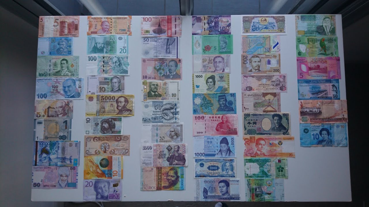 Travel currency collection, 48 country's + Faroe islands krona. 紙幣コレクション