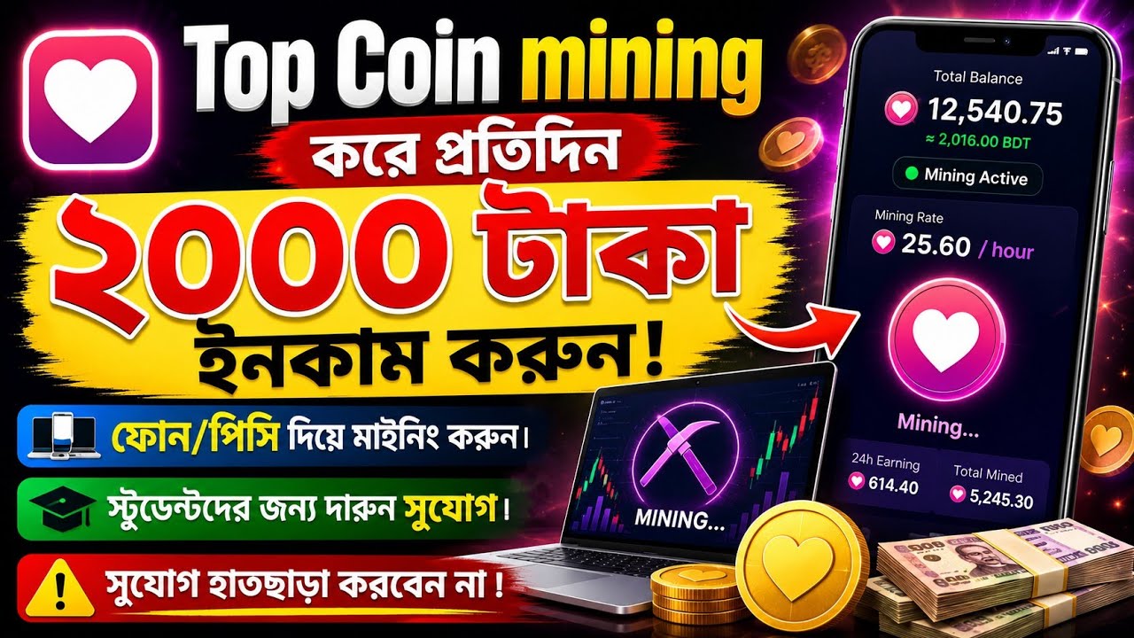 Top Coin Mining Tutorial | Best Mining App 2026 | Earn Money Daily on Phone & PC