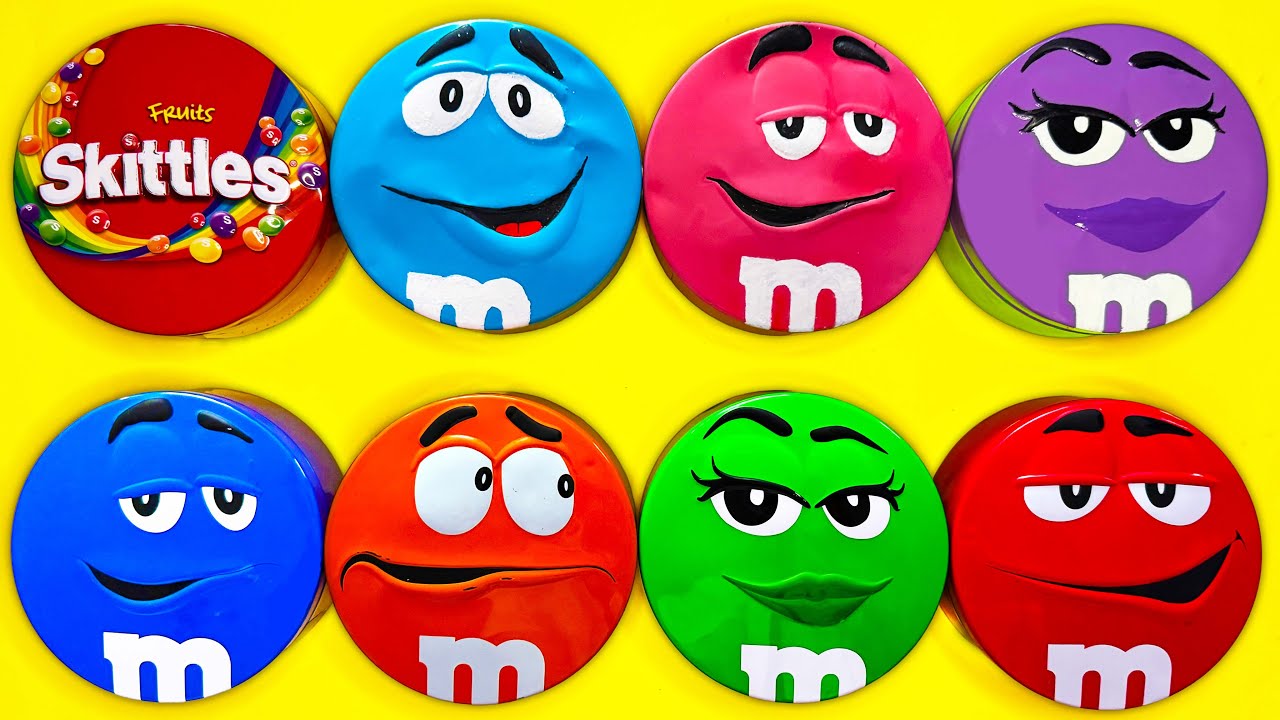 Satisfying Video | Fresh Unpacking Brilliant Tins with Rainbow Skittles and Sweet M&M'S Candy ASMR