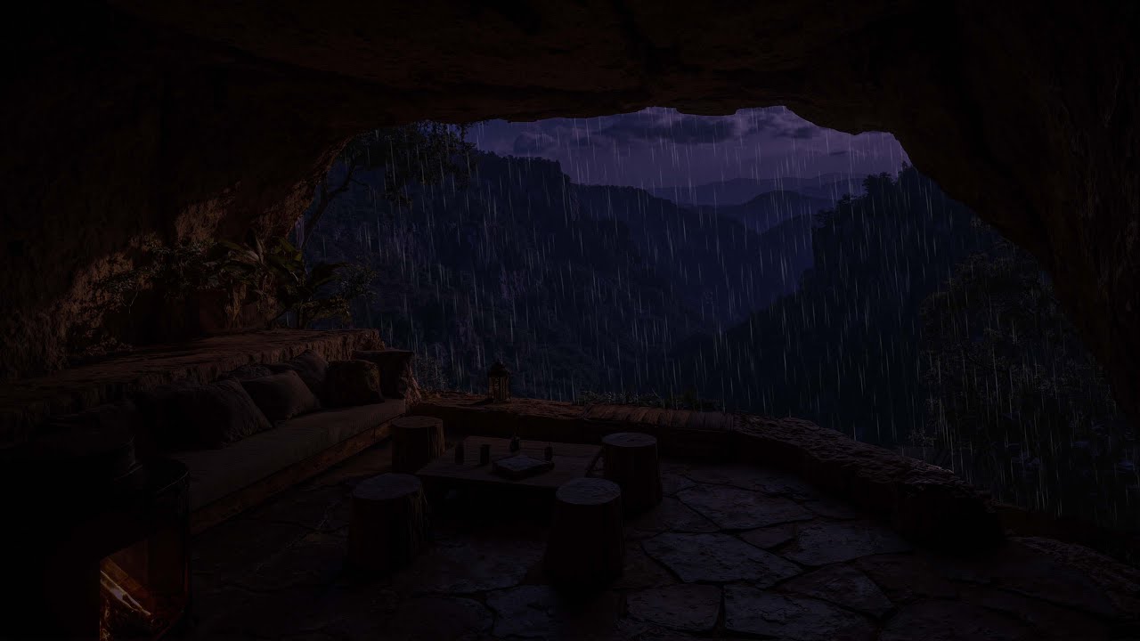 Gentle Rainy Night in the Hidden Valley Cave 🌧️ Relaxing Rain Sounds for Sleep, Study