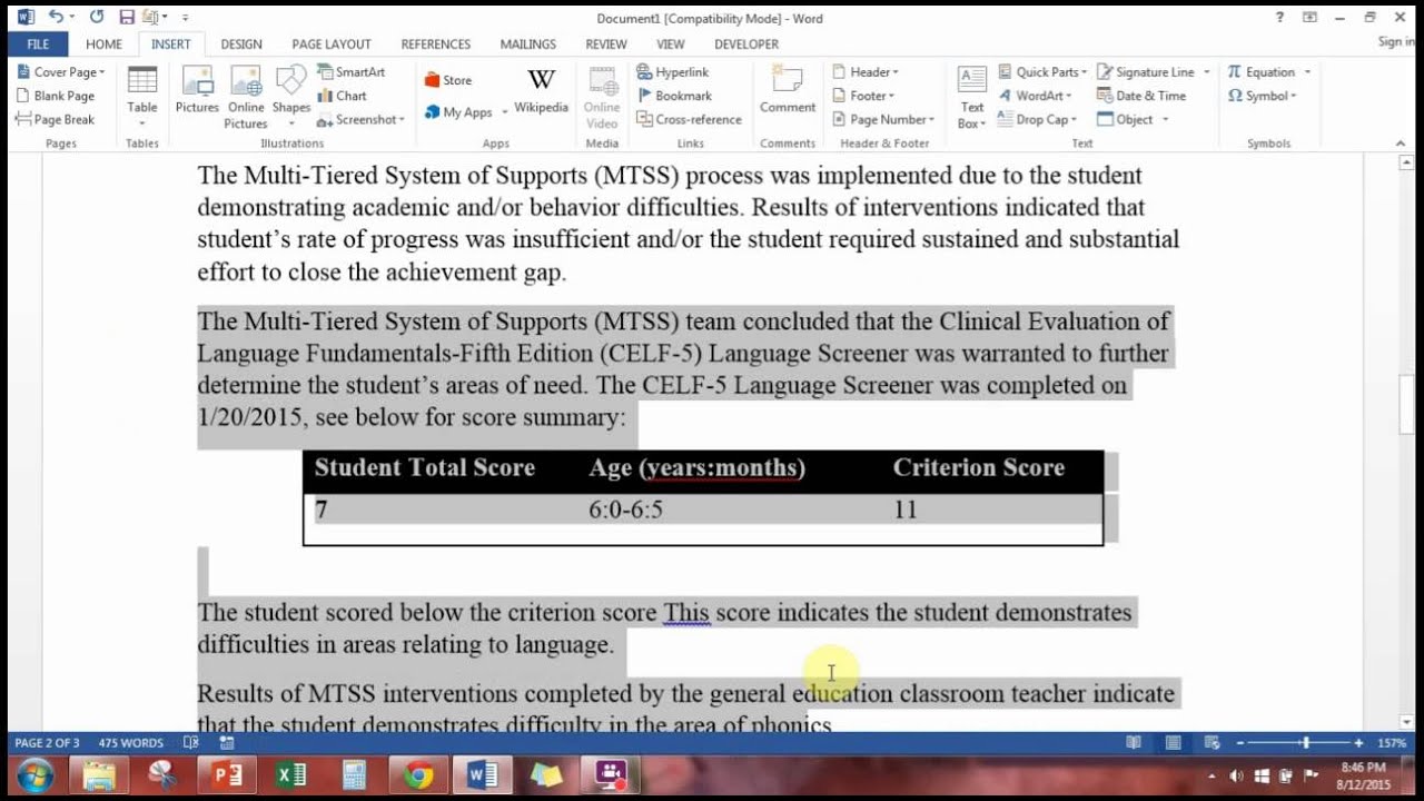 Speech and Language Report: Language Evaluation
