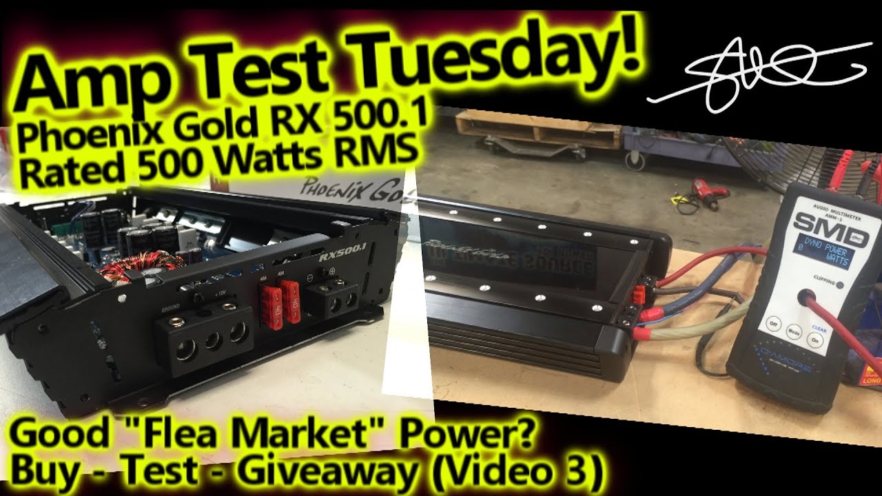 Amp Test Tuesday - Phoenix Gold RX500.1 Rated 500 watts RMS - Good Flea Market Power? (video 3)