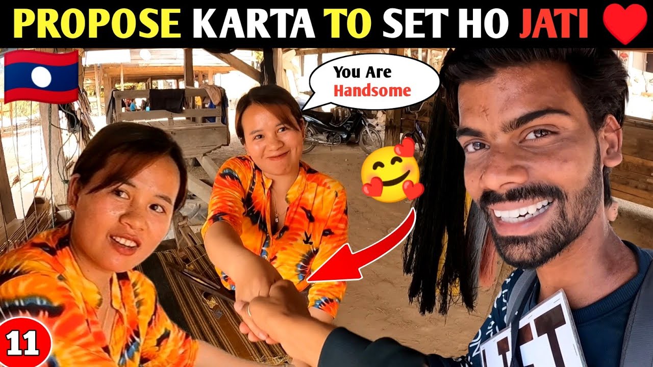 🇱🇦 BEUTIFUL LAOS GIRL | VILLAGE LIFE LAOS | HITCHHIKING IN LAOS | LAOS TRAVEL VLOG | LAOS VILLAGE