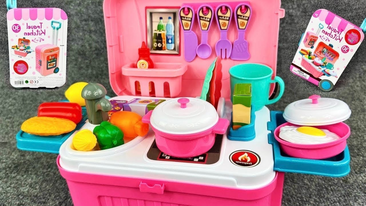 ASMR Unboxing Travel Kitchen 2-in-1 Playset & Review | 30 PCS Cooking Fun!