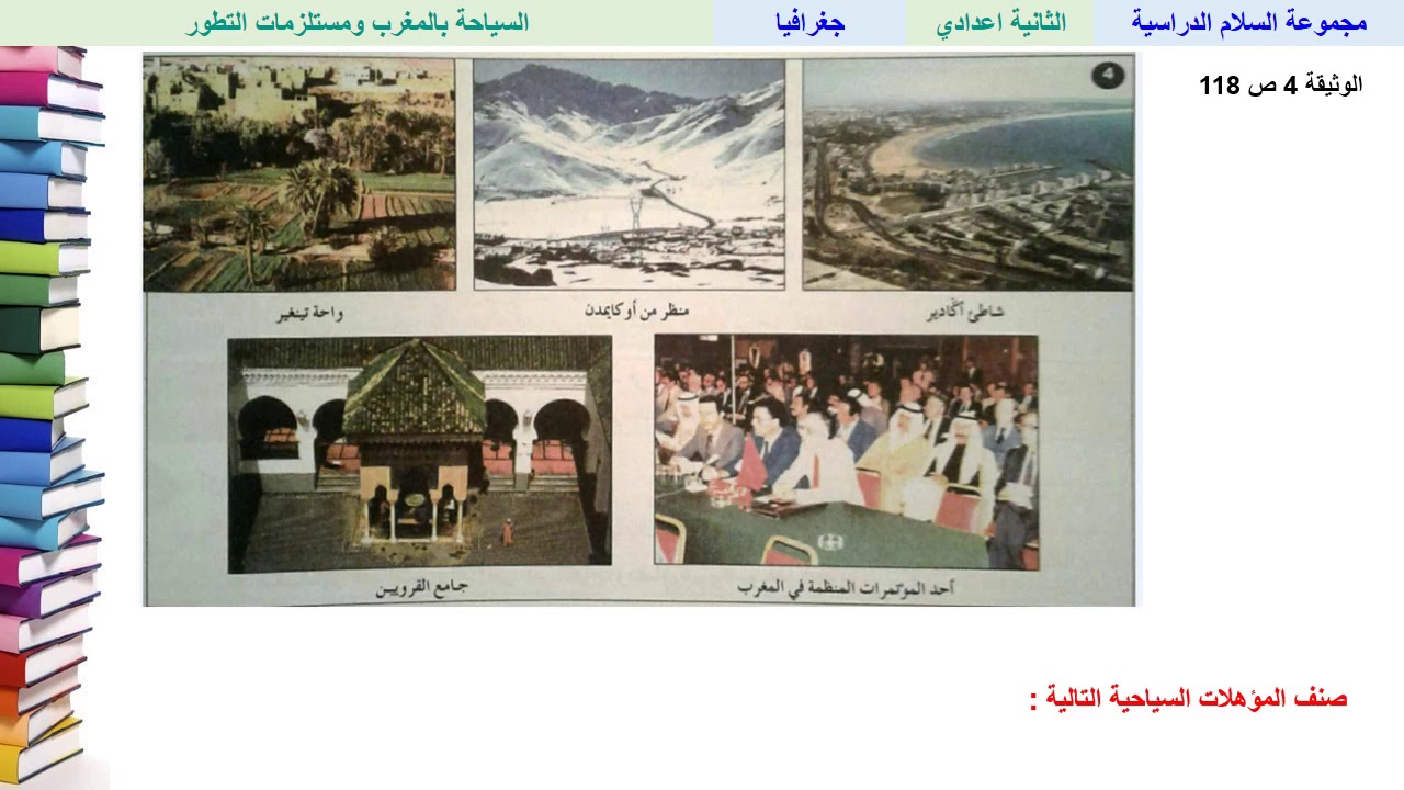 السياحة بالمغرب ومستلزمات التطور (الجزء 1) - الجغرافيا - الثانية ثانوي إعدادي